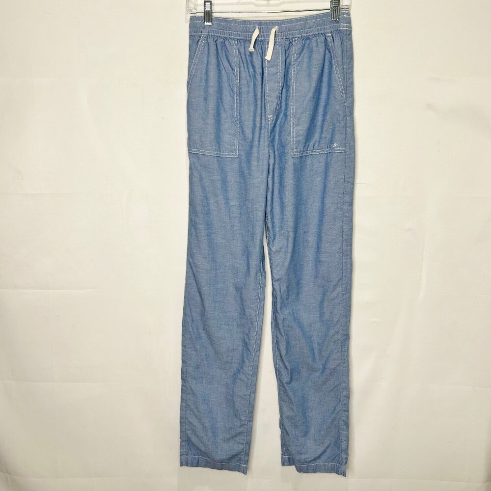 Free Assembly Boys Pants sz 18 Blue Cotton Drawstring Elastic Waist Light Weight